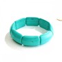 Elastic bracelet with green turquoise with veining, rectangular stones 17x26 mm (±)