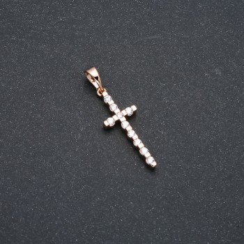 Pendant Xuping 18K Gold Plating Cross with White Crystals, diameter 22×9 mm +