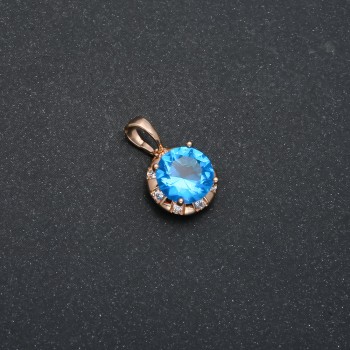 Xuping 18K Gold-Plated Pendant with Blue Crystal and White Rhinestones, diameter 18x12 mm +