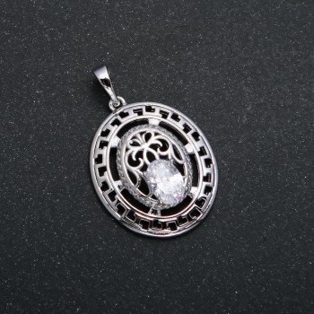 Pendant Xuping Rhodium with White Crystal, diameter 29x19mm +