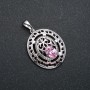 Pendant Xuping Rhodium-plated with pink crystal, diameter 29x19mm +