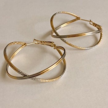 Xuping Hoop Earrings with 18K Gold Plating and Rhodium Plating, Diameter 13.5 x 37 mm +
