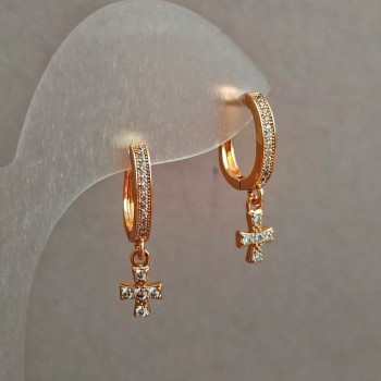 Earrings Xuping 18K Gold Plating with White Stones, length 24 mm +