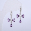 Xuping Rhodium Earrings with Purple Crystals, 14 mm diameter +/-, 28 mm thickness +/-