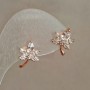 Leaf Stud Earrings Xuping, 18K Gold Plating with White Rhinestones and Crystals, Diameter 15×10 mm +
