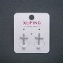 Cross Stud Earrings Xuping Rhodium-Plated with White Crystals and Bead
