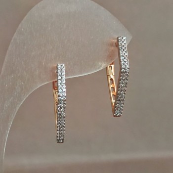 Xuping Earrings with White Crystals, 18K Gold Plating, Diameter 22x2 mm +