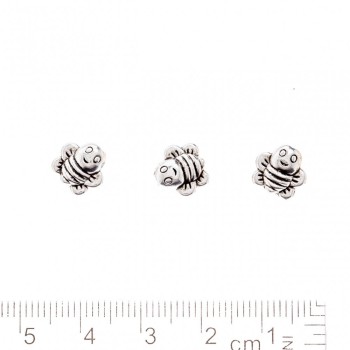 Bead Findings 'Crazy Bee' 8x9mm with hole, 1.5mm diameter, metal color 'Silver' packaging 20 g ± 31 pcs