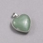 Heart Jade Pendant in a Silver-Tone Setting, 26×26 mm