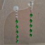Xuping Earrings — Stud Earrings, Rhodium-Plated with White Rhinestones and Deep Green Crystals, 42 mm Length +
