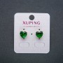 Heart Earrings by Xuping — 18K Gold-Plated Stud Earrings with Green Crystal, 8 mm diameter +