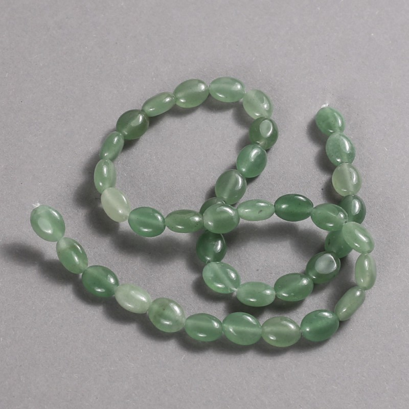 Beads on a thread of natural jade, smooth oval, 10×8 mm diameter, length 39 cm