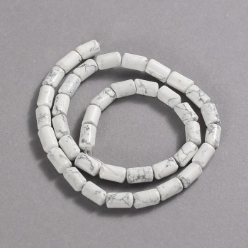 Beads on a string of natural howlite, smooth cylindrical, diameter 10x6 mm +/-, length 41 cm +