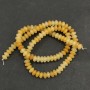 Beads on a thread of natural stone: Yellow agate, smooth rondelle, 6x3mm diameter, 39 cm length