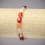 Elastic bracelet with natural carnelian, smooth oval stones, 10x8 mm diameter, length 18 cm