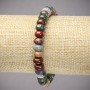 Elastic bracelet made from natural stone Green Jasper, smooth rondel beads, diameter 8x5 mm, length 18 cm