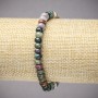 Elastic bracelet with natural green jasper, smooth rondels, 6x4 mm, length 18 cm