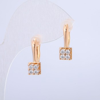 Xuping Earrings 18K Gold Plating with White Crystals, Diameter 18x8mm +