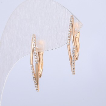 Xuping Earrings, 18K Gold Plating with White Crystals, diameter 25 x 3.5 mm +