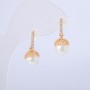 Xuping Earrings, 18K Gold Plating with White Crystals and Bead, Length 22 mm +