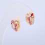 Earrings Xuping 18K Gold Plating with White Rhinestones and Red Crystals, Diameter 15x12 mm +