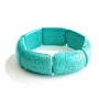 Elastic bracelet with green turquoise with veining, large rectangular stones 20x30 mm