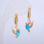 Earrings 'Birds' Xuping with 18K gold plating, white rhinestones and blue crystals, diameter 32x12 mm +