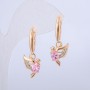 Earrings 'Birds' Xuping with 18K Gold Plating, white crystals and pink crystals, diameter 32x12mm +