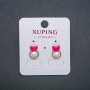 Heart Earrings Xuping – 18K Gold Plating with Pink Enamel and White Bead, Stud Earrings, Diameter 12×8 mm +
