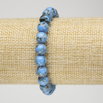Elastic bracelet with Blue Imperial Jasper (pressed) smooth bead, 8 mm diameter+