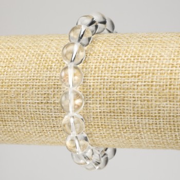 Elastic bracelet with mountain crystal, smooth bead, 10mm diameter+