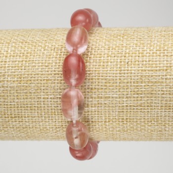 Elastic bracelet with natural chalcedony, barrel-shaped, 10×14 mm diameter+