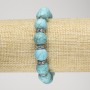 Bracelet Turquoise (imitation) on elastic, 12 mm diameter ±, with white rhinestone accents, length 18 cm+