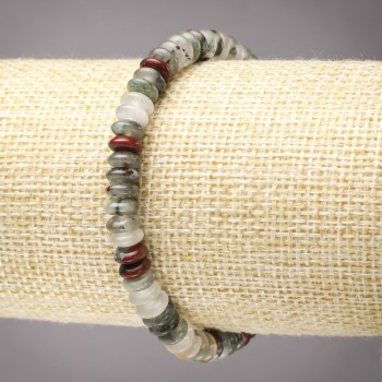 Elastic bracelet with natural heliotrope, smooth rondel beads, diameter 6×3 mm+