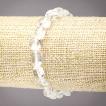 Elastic bracelet with natural Mountain Crystal, faceted, bead size 8×10 mm (±)