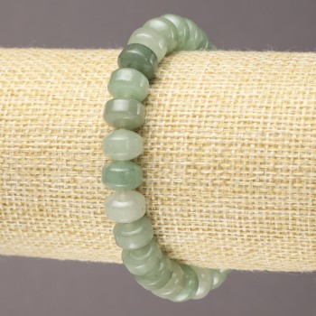 Elastic bracelet of natural jade with smooth rondels, diameter 9×7 mm
