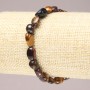 Elastic bracelet with Bull's Eye, Falcon's Eye, and Tiger's Eye stones, tumbled, diameter 6x8 mm+