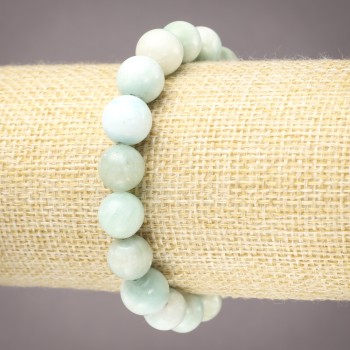 Elastic bracelet with natural Larimar, smooth bead, 10 mm diameter+