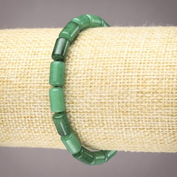 Elastic bracelet with natural Chrysoprase smooth cylindrical beads, diameter 10x6 mm+