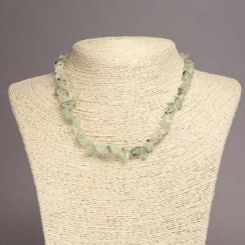 Prehnite bead necklace, 6–8 mm beads, 45 cm long with extender chain