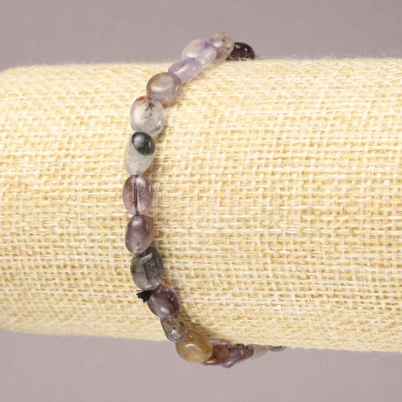 Elastic bracelet with natural ametrine, faceted beads, 7x5 mm diameter