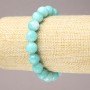Elastic bracelet with natural aquamarine beads, smooth spheres, 10 mm diameter+