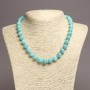 Aquamarine natural gemstone necklace with smooth beads, diameter 10mm+-, length 45cm+-