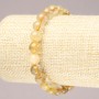 Elastic bracelet with natural stone, rutilated quartz, smooth bead, diameter 8(±)mm