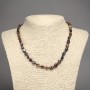 Necklace of natural Bull's Eye, Hawk's Eye, and Tiger's Eye, faceted, 6x8 mm diameter, length 45 cm +/-