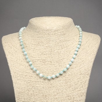 Larimar natural stone necklace, smooth bead, 6mm diameter, length 45cm