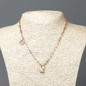 Xuping Chain 18K Gold Plated with White Crystal Pendants, 3.5 mm Thick, 43–48 cm Length