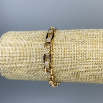 Xuping 18K Gold Plated Bracelet with White Rhinestones