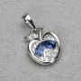 Xuping Rhodium Apple Pendant with White Rhinestones and Blue Crystals 21x12mm +