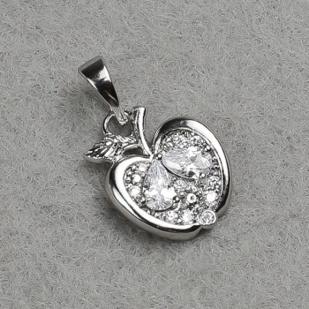 Xuping Rhodium Apple Pendant with White Rhinestones and White Crystals 21x12mm +